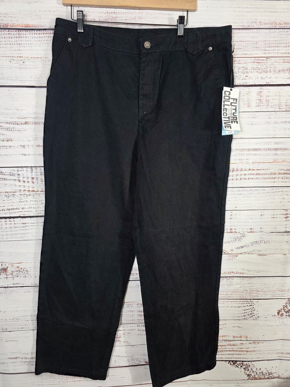 Future Collective Women's Black Wide Leg Jeans Plus Size 16